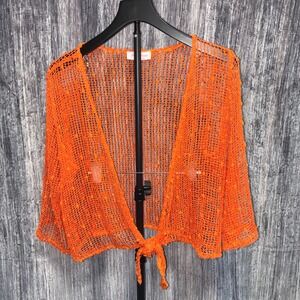 Vintage Pretty Woman Orange Knit Shrug NO SIZE TAG. See measurements